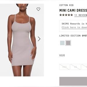 SKIMS Cotton Rib Cami Mini Dress in Oyster Size Small